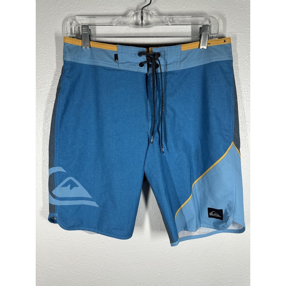 Quiksilver Board Shorts Mens 30 Blue Colorblock Swim Trunks Surf Beach Quick Dry